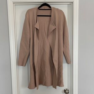 Open-Front Long Cardigan Sweater - Tan